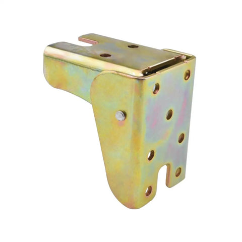 Hella Sturdy Folding Self Locking Hinge With Install Kit 4 Pack 90 Degree Table Leg Support Brackets For Workbenches Garages Beds Boats Tough Zinc Finish close-up of a zinc steel hinge.