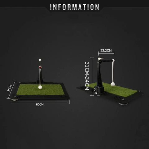 Golf Swing Trainer Putting Mat With 360 Degree Ball Return, dimensions 60cm by 35cm, height adjustable feature displayed