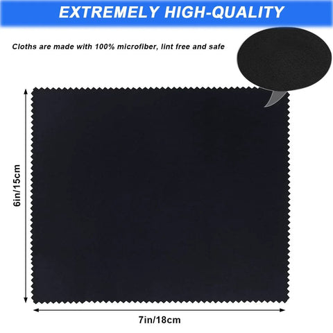 Microfiber cleaning cloth, black, 6x7 inches (15x18 cm); lint-free, for eyeglasses, phones and electronics.