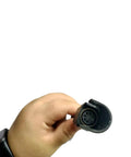 Recliner motor connector, six-pin circular, black plastic housing with cord