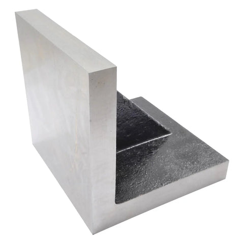HHIP 3x3x3 inch ground angle plate with webbed end, front view, silver metal
