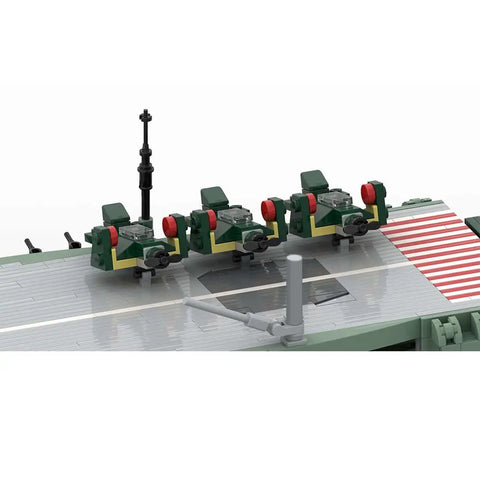 No Cap Wwii Shinano Aircraft Carrier Building Blocks Set, 1/300 Scale with detailed launch area and structures.