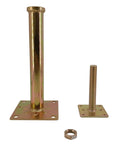 ASTAMOTOR galvanized floor jack post set: tall post with square base plate, threaded bolt with base plate, and nut