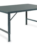 Heavy Duty Folding Workbench With Adjustable Legs Rock Solid Ninety Six By Forty Eight Inch Steel Frame Supports Massive Two Thousand Pounds side view