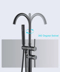 Oil Rubbed Bronze Floor Mounted Bathtub Faucet With Go-To Free Standing Design Hot And Cold Water Taps With Handheld Shower