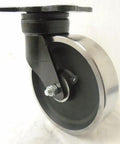 Badass Kingpinless Swivel Caster With Eight Inch Drop Forged Steel Wheel for heavy loads, featuring durable roller bearings.