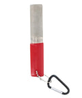 Diamond Sickle Sharpener With Carabiner For Rough Or Finishing Edge, red handle, portable tool for sickle, nata, or scythe sharpening.