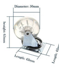 4 Pack Transparent Pu Replacement Caster Wheels For Office Chairs Sofas And Trolleys Slick Rolling Swivel Treads dimensions shown