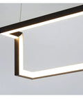 Modern LED Pendant Light for Dining Living Room Lustre Suspension Interior LED Pendant Lamp for Office Kitchen (Colour: Warm White Size: L80x12cm40W) (Dimmingwithremote L80x12cm40W) close-up of sleek black frame and soft light.