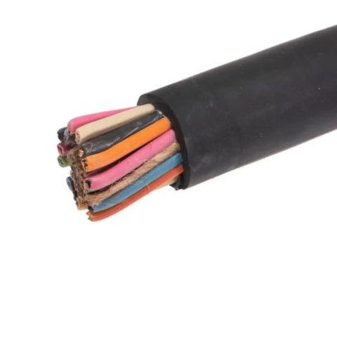Heavy Duty 18 AWG 24 Conductor SOOW Portable Cord Cable Black 600V Industrial Grade Power Lead Flexible Outdoor Extension 300 Ft Roll Rugged Weather Resistant Cable for Workshop Construction and Outdoor Use Tough Flexible Corrosion Resistant, cut end