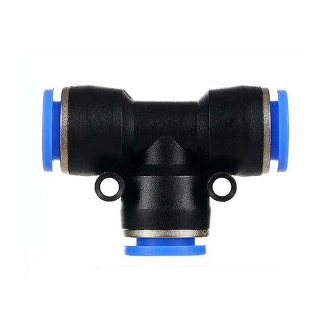 Push To Connect Reducing Tee For Air Tubing 8mm By 6mm By 8mm OD Poly Nylon Quick Connect Fitting Reusable T Fitting
