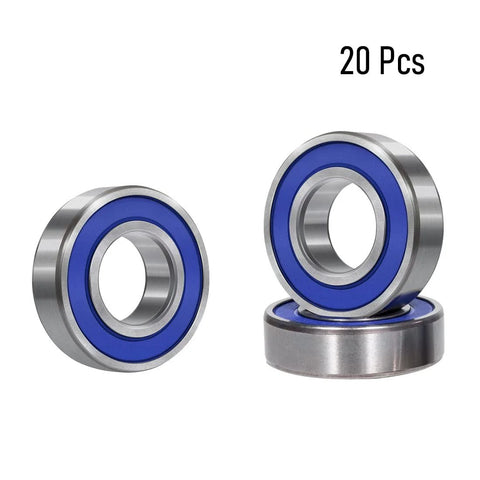 MR126-2RS deep groove ball bearings, 6x12x4 mm, chrome steel with blue rubber seals, set of 20