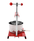 Heavy Duty Stainless Steel Fruit Wine Press 0.8 Gallon Manual Juice Maker for Apples Grapes Berries with red handles