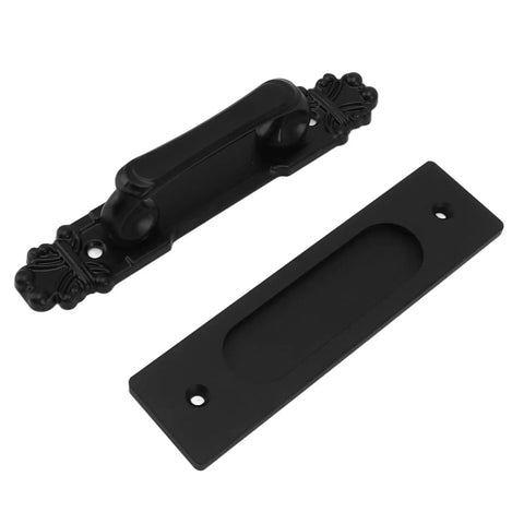 Sliding Barn Door Handles And Pulls Set With Aluminum Alloy Double Sided Hardware, Black Flush Backboard Design, Easy Install For Barn, Closet Cabinet And Bookshelf Doors