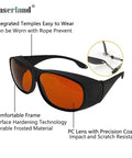 Multi-Wavelength OD6 Laser Safety Goggles With UV Blue And Green Light Filter For Precision Labs And Workshops Pro level eye protection with orange tint and durable frame.