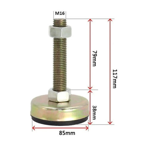 Set Of Ten Heavy Duty Furniture Leveling Feet With Titanium Coated Stainless Steel Rods and M20 Threads to Quickly Square Up Wobbly Tables Counters Rock Solid Anti Slip Base, 117mm tall.