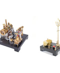 Full Metal Steam Engine Kit With Boiler 85 Piece DIY Assembly Stationary Model Includes Steam Generator And Lamp Scene Display Realistic Power Plant Style Build For Gearheads And Gift Givers, metal model with lamp