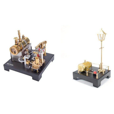 Full Metal Steam Engine Kit With Boiler 85 Piece DIY Assembly Stationary Model Includes Steam Generator And Lamp Scene Display Realistic Power Plant Style Build For Gearheads And Gift Givers, metal model with lamp