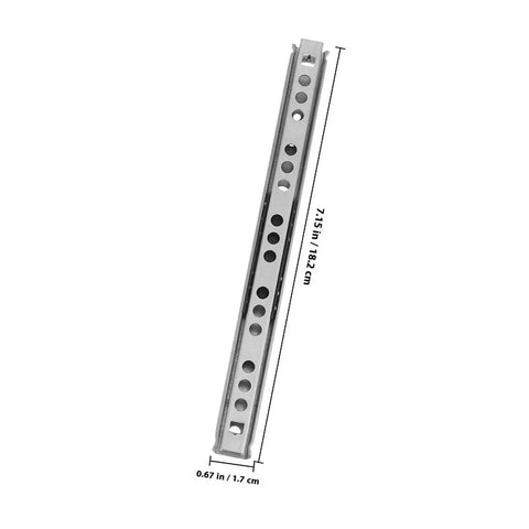 Single steel rail from 2 Pack Drawer Slides With Ball Bearing Steel Rails For Kitchen Cabinets And Drawer Units, dimensions shown