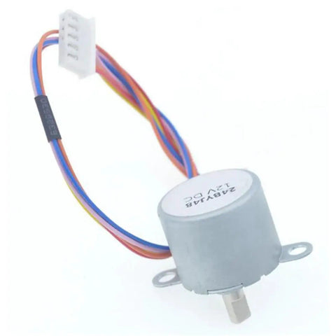 Top Notch 24BYJ48 DC Stepper Motor 12V Four Phase Gear Reduction Unit for Robotics And Automation Projects, compact design with wires.