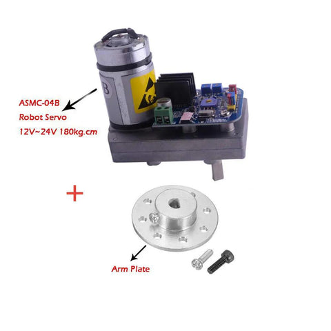 Beefy 180 Kg Cm Robot Servo With 12V To 24V Operation Metal Arm Plate For High Power Steering And Robotic Arms Compatible With ASME Series For Robotics Projects, with arm plate