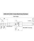 Built Tough Carbon Steel SFU2005 Ball Screw And Motor Spindle Kit For Engraving Machines 1500Mm detailed machining drawing with dimensions.