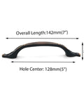 Solid Zinc Alloy Cabinet Pull Handle In Oil Rubbed Bronze, 7 Inch Overall Length, 5 Inch Hole Centers, Traditional Classic Design