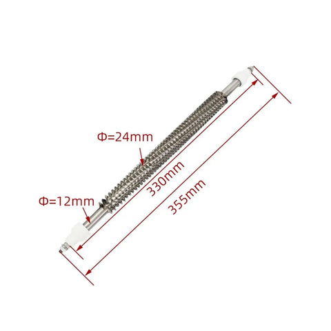 220V 350W Premium Electric Finned Tubular Heater Kicking Serious Heat With Solid Stainless Steel Spiral Heating Coil dimensions 355mm x 24mm