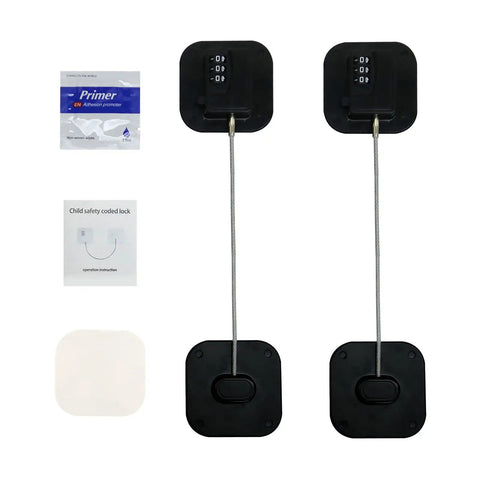 Adhesive Refrigerator Locks 2 Pack With Three Digit Combination No Drilling Easy Install Child Proofing For Toddlers And Kids