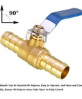3/4 Inch Pex Brass Ball Valve Pack Of 5 with blue handle, push to connect fittings for water, easy install no soldering or crimping