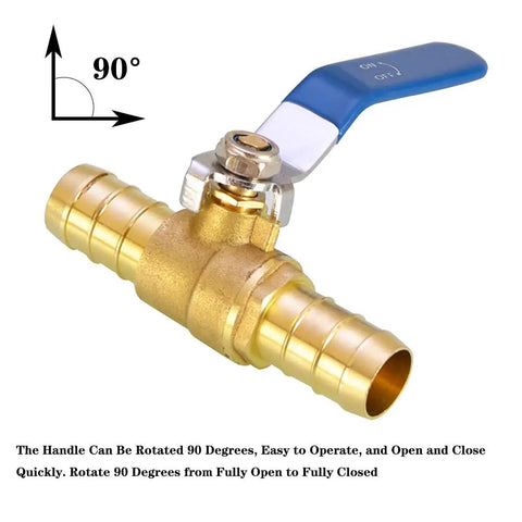 3/4 Inch Pex Brass Ball Valve Pack Of 5 with blue handle, push to connect fittings for water, easy install no soldering or crimping