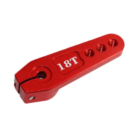 18T Metal Servo Rocker Arm Steering Horn For 60 To 160 Kg Servos, 1.77 Inch Spare Part Replacement For 1 To 5 Rovan RC Car, Durable Steel Construction, Precise Steering, Eliminates Slop Under Heavy Load red 18T aluminum RC servo arm