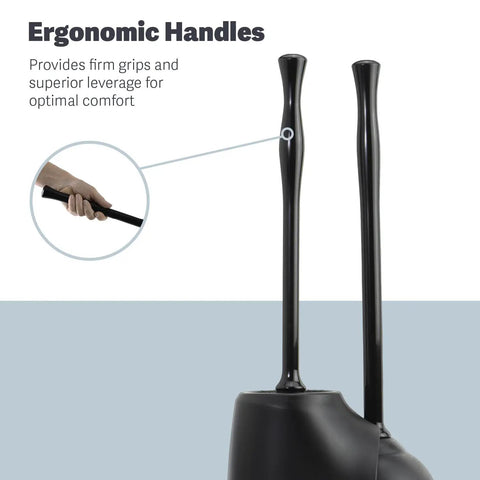 Heavy Duty Toilet Plunger And Cleaning Brush Set With Ergonomic Handles, Durable Bowl Brush, Neat Caddy ergonomic handles