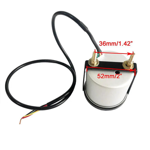 Back side view of 52mm Water Temperature Gauge With 7 Color LED Backlit Tint Lens, 2 Inch Dial, Includes One Eighth NPT Sensor