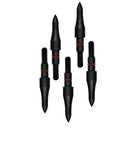 12 Pack Screw In Archery Field Points, CNC Machined Steel, Durable, shown in black with red rings, Eight Thirty Second Thread