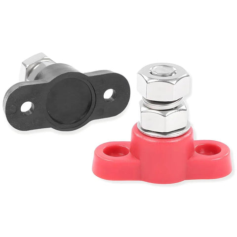 Two Pack 3/8 Inch 12V Car Battery Junction Block With Single Stud Power And Ground Beefy Heavy Duty Insulated Terminal Block For Auto Marine Boat Nylon Base Stainless Steel Studs Copper Spacer Built To Last