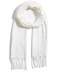 White Winter Plaid Scarf For Men And Women, Comfy Cozy Warm Acrylic Knit, Lightweight Yet Soft On Skin, Classic Fall And Winter Accessory