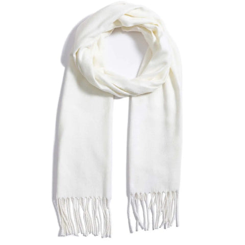 White Winter Plaid Scarf For Men And Women, Comfy Cozy Warm Acrylic Knit, Lightweight Yet Soft On Skin, Classic Fall And Winter Accessory