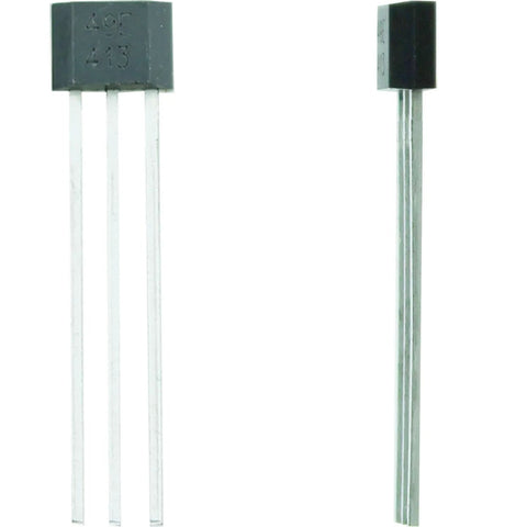 Premium Linear Hall Effect Sensor Pack 49E OH49E SS49E S49E Three Pin Element in black housing front and side view