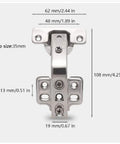 Knockout DTC 135 Degree Corner Cabinet Hinge Replacement For Bifold Doors, stainless steel, 35mm cup size, dimensions shown