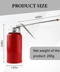 HZEL car oil can pump oiler, 2-pack, red steel dispenser with metal spout (200 ml), front view