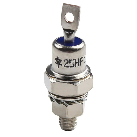 Two Piece 25HFR120 And 25HF120 Diode Kit Featuring 25Amp 1200Volt Rating with metal stud construction for industrial use.