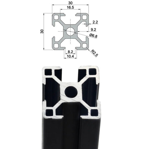 3030 Aluminum Profile Extrusion Linear Rail European Standard Anodized Aluminum for CNC Machines and 3D Printers diagram