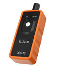 Universal Car TPMS Relearn Tool For Tire Pressure Sensor Activation And Reset, Built Tough Abs Housing in orange color.