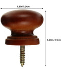 10 Pack Rock Solid Round Wooden Cabinet Knobs Featuring Natural Grain And Smooth Grip Single Hole Furniture Drawer Pulls For Kitchen Cupboard Refresh And Wardrobe Doors Top Notch Hardware, detailed view of round light brown knob with dimensions.