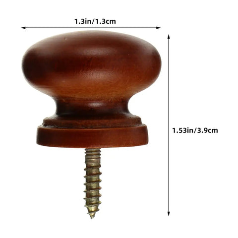 10 Pack Rock Solid Round Wooden Cabinet Knobs Featuring Natural Grain And Smooth Grip Single Hole Furniture Drawer Pulls For Kitchen Cupboard Refresh And Wardrobe Doors Top Notch Hardware, detailed view of round light brown knob with dimensions.
