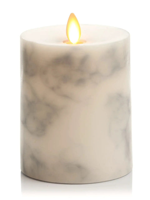 Cozy Marble LED Candle With Realistic Moving Flame Battery Operated And Unscented Remote Ready Not Included Safe Home Decor Glow