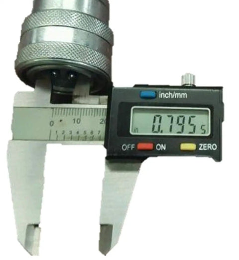 Digital caliper measuring Three Eighths Inch Hydraulic Quick Disconnect Coupler Dust Plug in 12 Pack for John Deere.