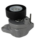 Must-Have Drive Belt Tensioner Pulley Kit A2722000270 That Totally Fits Your Benz C300, C350, E350, And E550 For Smooth Operation And Reliable Performance On the Road. Gray metal drive belt tensioner pulley kit with black pulley, front view