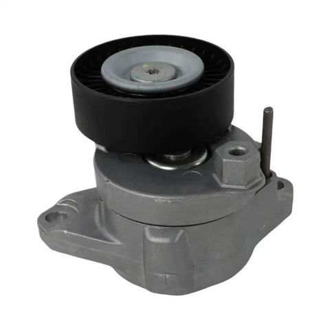 Must-Have Drive Belt Tensioner Pulley Kit A2722000270 That Totally Fits Your Benz C300, C350, E350, And E550 For Smooth Operation And Reliable Performance On the Road. Gray metal drive belt tensioner pulley kit with black pulley, front view